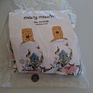 Mary Maxim Curious Cats Hanging Kitchen Towel Kit No. 95453N Sugar 'n Cream Yarn